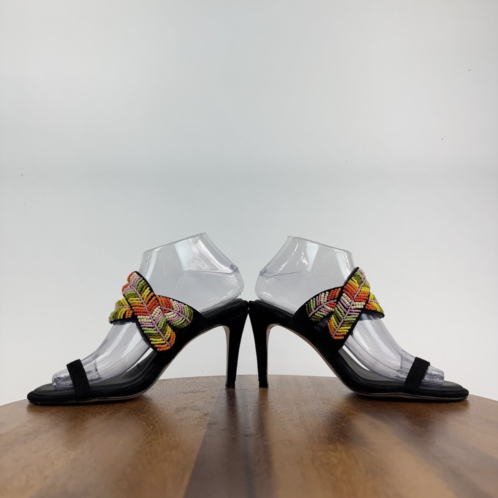 New Womens Jessica Simpson Rixei Black Rainbow Beaded Heel Sandals Size 6 M NWOB - Picture 5 of 9